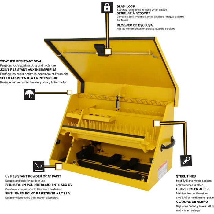 Montezuma 30 x 15 In. Steel Dewalt Triangle® Toolbox Yellow Top Mount Toolbox DXTB30YY