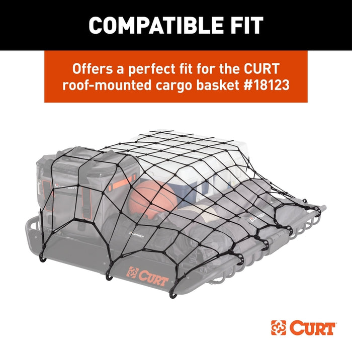 CURT 44 x 36-Inch Elastic Cargo Net with Hooks for Roof Basket Model 18218