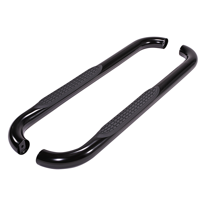 TrailFX 3" Round Bent Step Nerf Bars W/ Step Pads Powder Coat Black Steel Model 1130301093