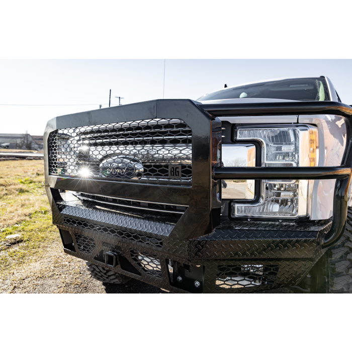 Bodyguard FT Front Extreme - No Sensors Fog Cutouts Receiver W/ Mesh Grille With Camera Harness Gloss Black Powder Coat Model JEF17BNGMH