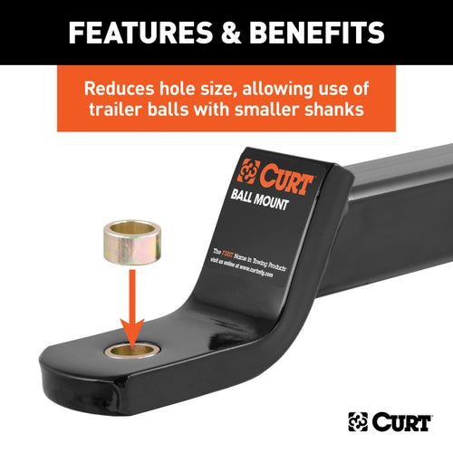 CURT Trailer Hitch Ball Hole Reducer Bushing, Reduces 1-Inch Diameter to 3/4-Inch Stem Model 21101