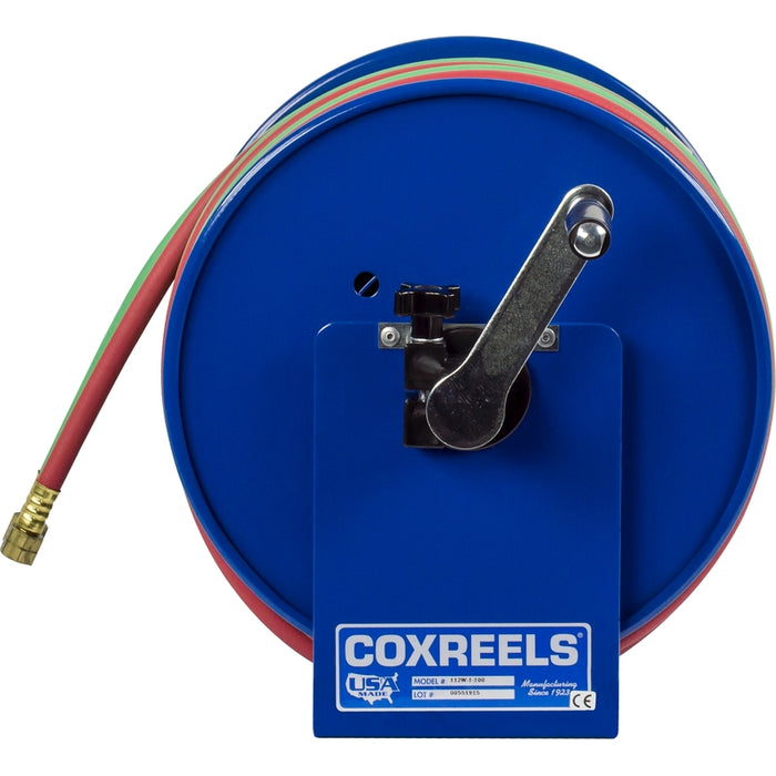 Coxreels 100W Series Welding Hand Crank Hose Reel 1/4 in. x 50 ft. T-Grade 200 PSI - Hose Included Model 112WT-1-50