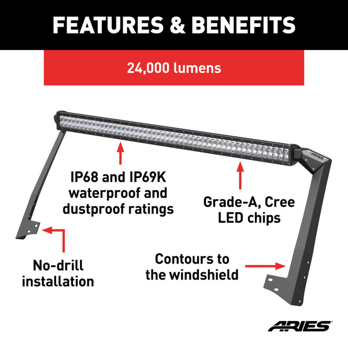 ARIES Jeep JK Roof Light and Brackets Model 1501301