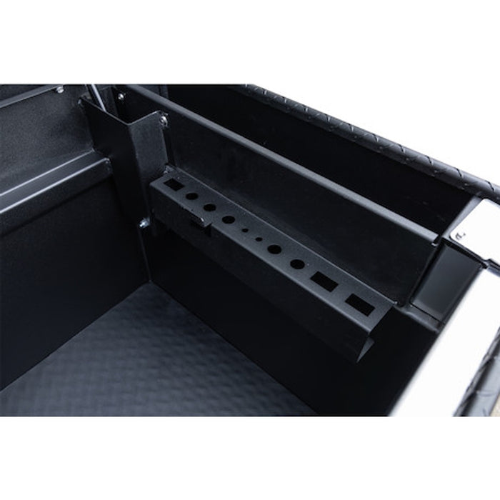 Buyers Products 23x27x71 Inch Textured Matte Black Diamond Tread Aluminum Crossover Truck Box Model 1739450