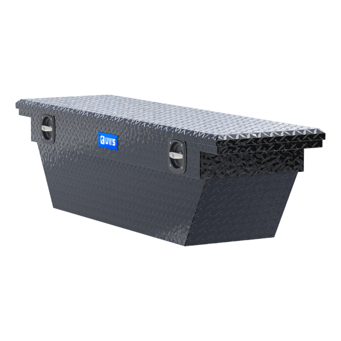 UWS 69" Gloss Black Aluminum Angled Secure Lock Crossover Truck Tool Box with Low Profile Model SLD-69-A-LP-BLK