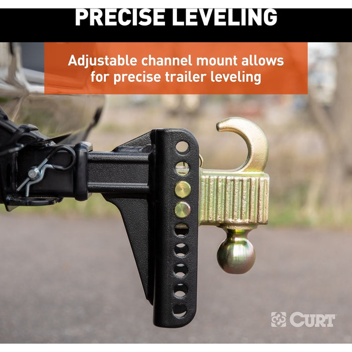 CURT Adjustable Trailer Hitch Ball Mount, Tow Hook Step, 2-Inch Receiver, 6-Inch Drop, 2 and 2-5/16-Inch Balls, 14,000 lbs Model 45904