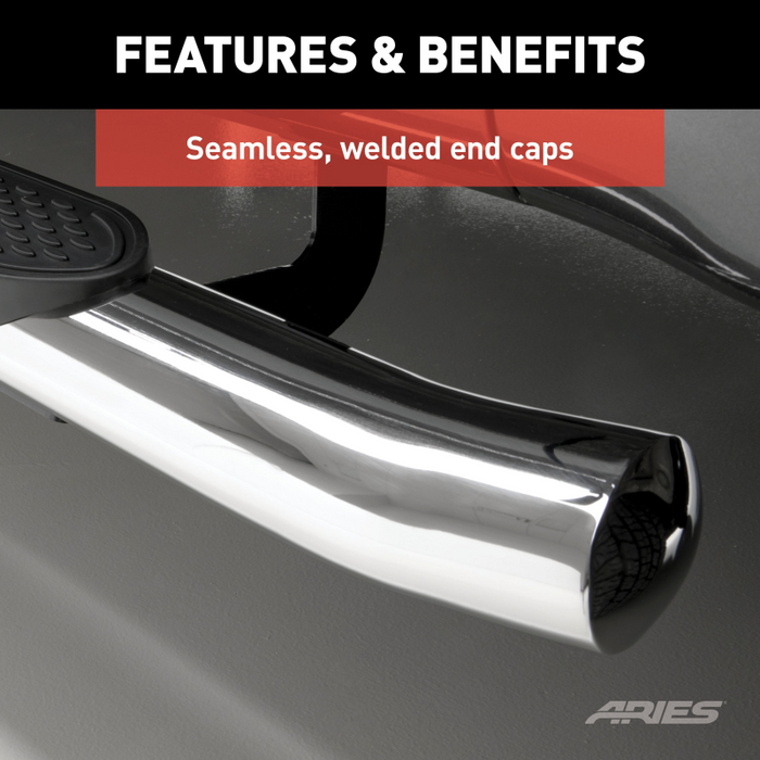 ARIES 4" Polished Stainless Oval Step Nerf Bars Model S224013-2