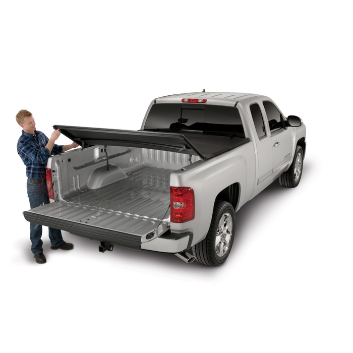 TrailFX Soft Tri-Fold Tonneau Cover Black Vinyl Aluminum Rails Model TFX2005