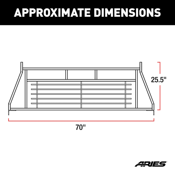 ARIES Classic Black Steel Headache Rack, Fits Select Chevrolet, Ford, Dodge, GMC, Ram Model 111000