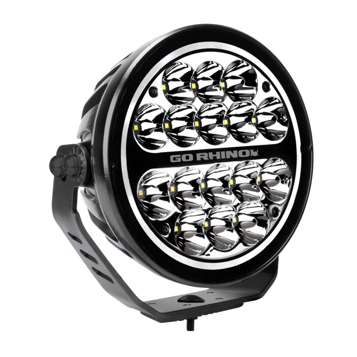 Go Rhino Blackout Series MAXROUND 7" LED Spot Light with Daytime Running Lights Model 750800711SRS