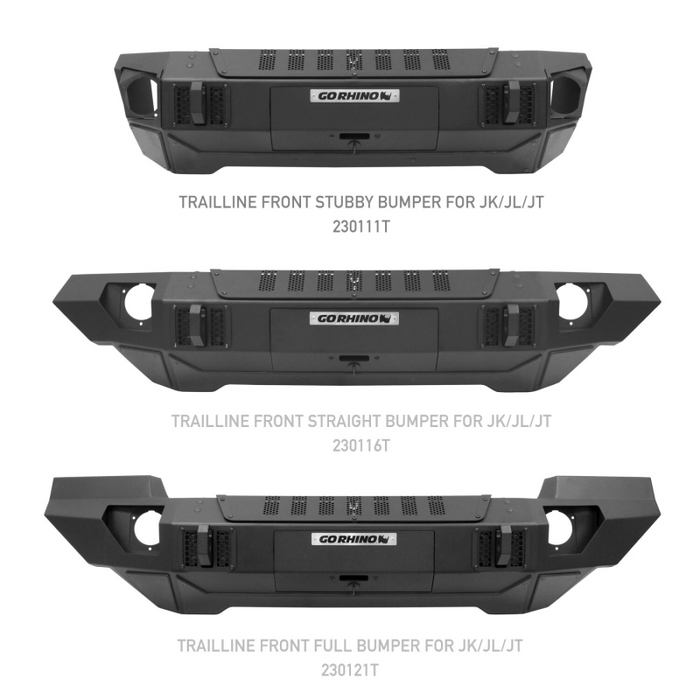 Go Rhino Trailline Winch Ready Front Stubby Bumper For Jeep Model 230111T