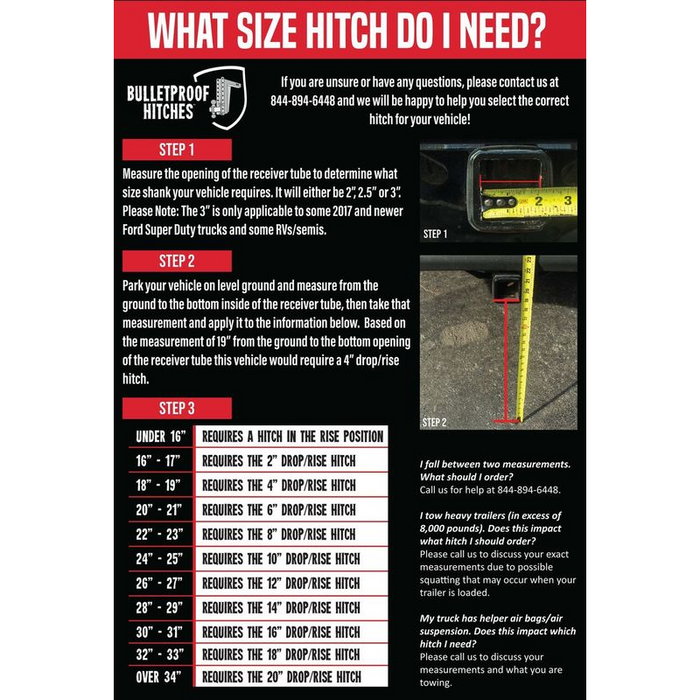 BulletProof Hitches 2.5" Heavy Duty 8" Drop/Rise Hitch Model HD258