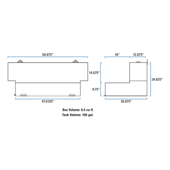 UWS Matte Black Hammerhead-Style 100-Gallon L-Shape Steel Transfer Tank Model ST-100HH-MB