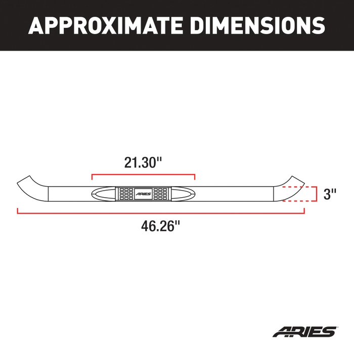 ARIES 3" Round Polished Stainless Side Bars, Fits Select Jeep Wrangler YJ, TJ Model 35600-2