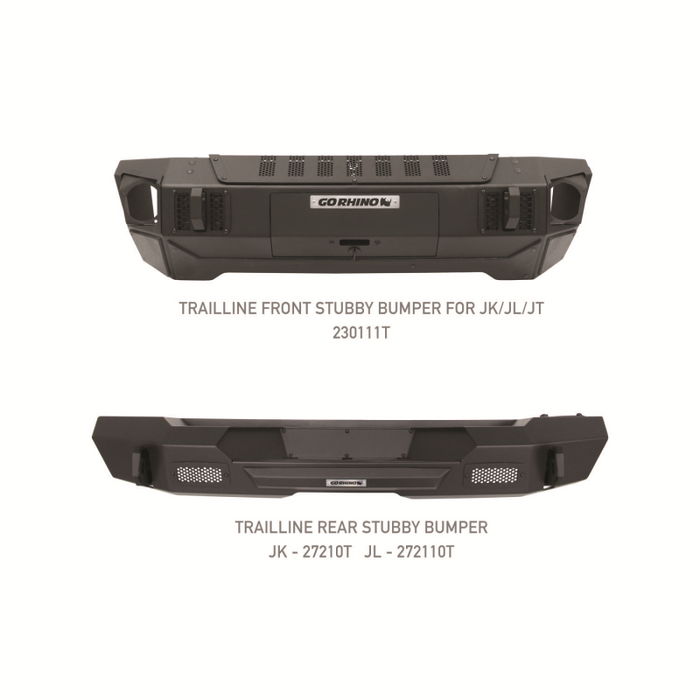 Go Rhino Trailline Winch Ready Front Stubby Bumper For Jeep Model 230111T