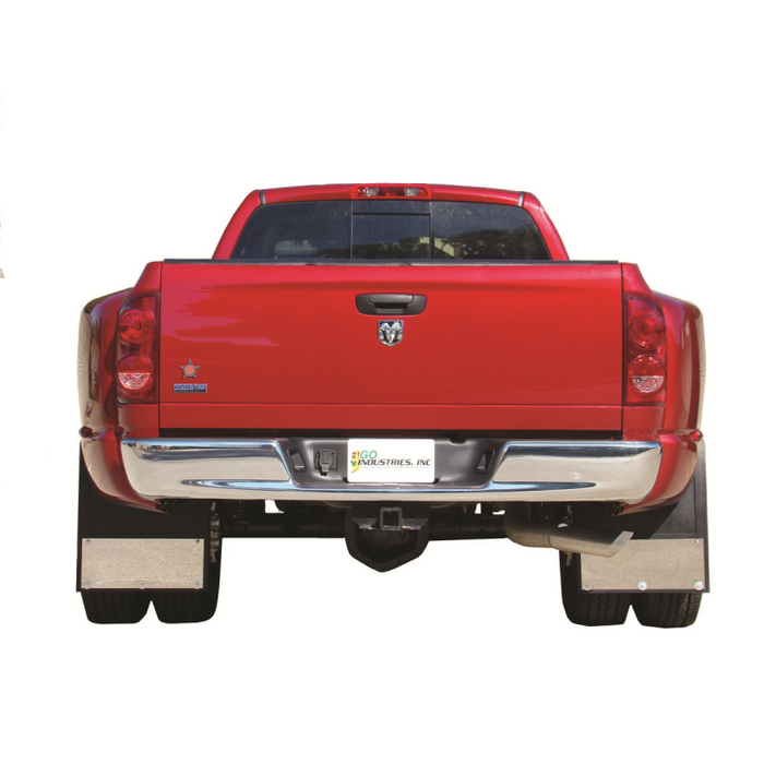 Go Industries Dually Mud Flap Set - Stainless Steel Set - Includes Flaps, Brackets, Stainless Weights and Stiffeners Model S70764SET