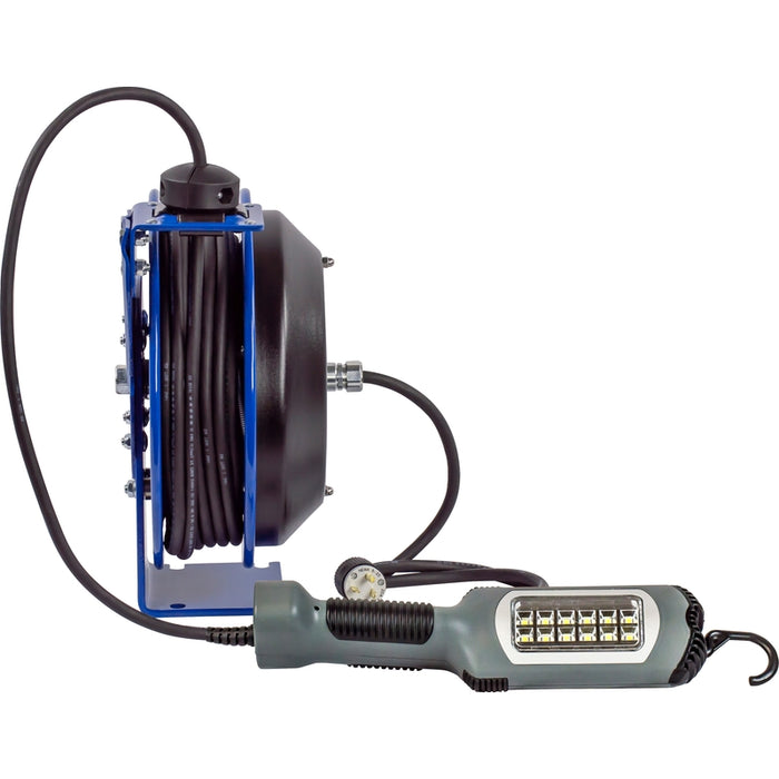 Coxreels PC Series Spring Driven Cord Reel 16 AWG x 50 ft. SJTO Cord 25A 600V LED Light With Tool Tap Handle - Cord Included Model PC13-5016-K