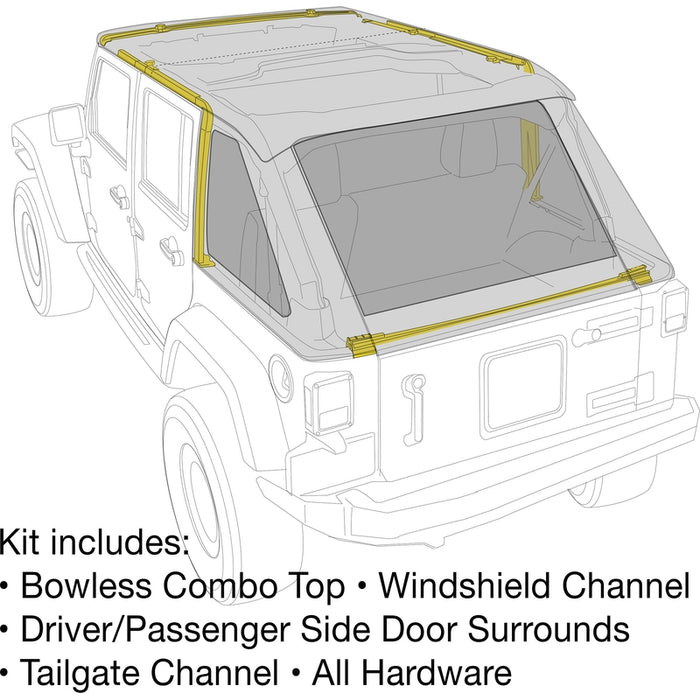 Smittybilt Bowless Combo Top Kit w/ Tinted Windows - Black Diamond (07-18 JKU) Model 9083135K