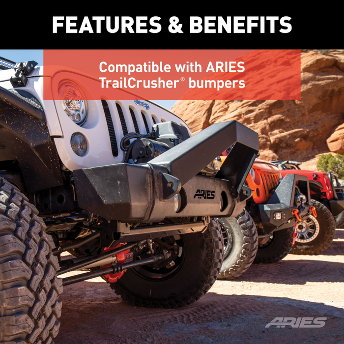 ARIES TrailCrusher Jeep Wrangler, Gladiator Steel Front Bumper Angular Brush Guard Model 2156050