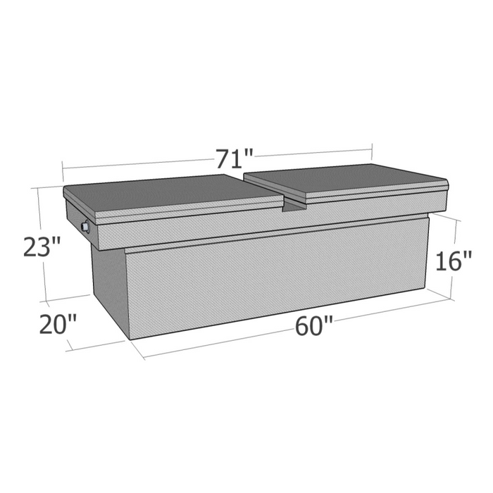Brute Crossover Tool Box Gull Wing Lid Bright Aluminum Full Size Extra Deep Model RB157GW