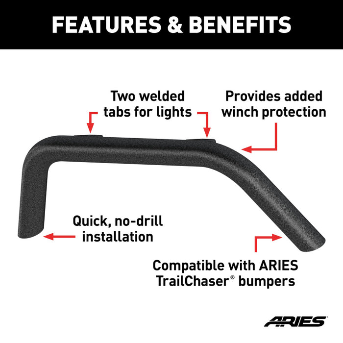 ARIES TrailChaser Jeep Wrangler Aluminum Front Bumper Round Brush Guard Model 2081255