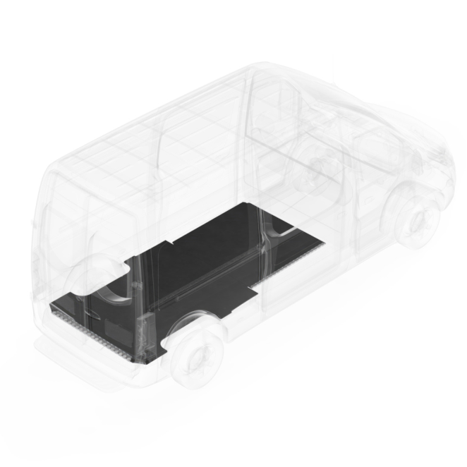 LEGEND EVOLVE Flooring With Sills Mercedes Sprinter 144" Wheelbase Cargo Van 3 Pc - Single Side Door Model 121-123-6441