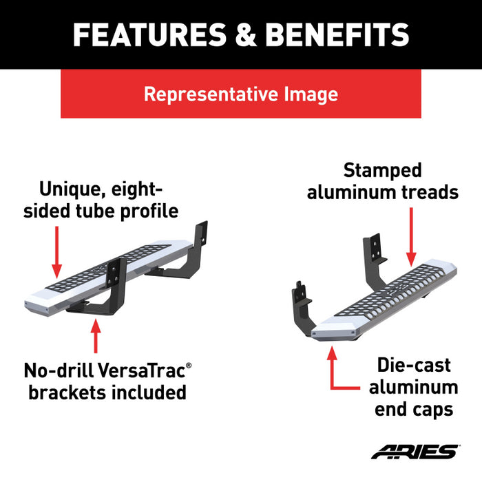 ARIES AdvantEDGE 5-1/2" x 53" Chrome Aluminum Side Bars, Select Silverado, Sierra Model 2555020