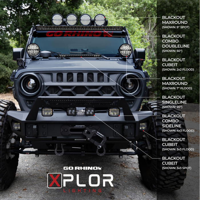Go Rhino Blackout Series MAXROUND 9" Round LED Driving Light w/Daytime Running Lights Model 751700911DRS