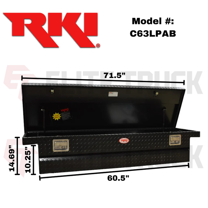 RKI Crossover Truck Tool Box C-Series Low Profile Matte Black Diamond Tread Aluminum Model C63LPAB