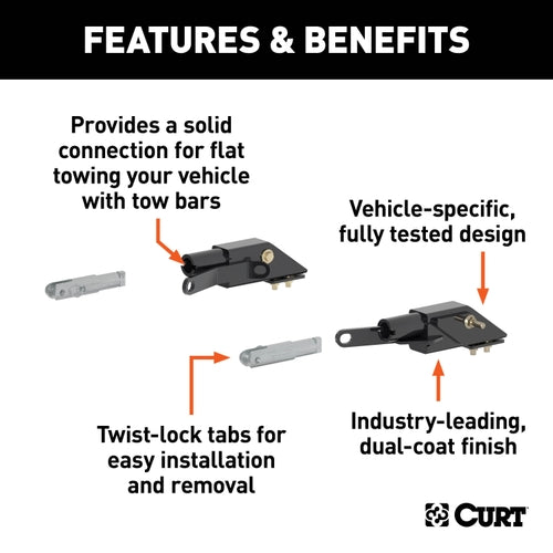 CURT Custom Tow Bar Base Plate Brackets for Dinghy Towing, Fits Select Chevrolet Silverado, GMC Sierra 2500, 3500 HD Model 70131