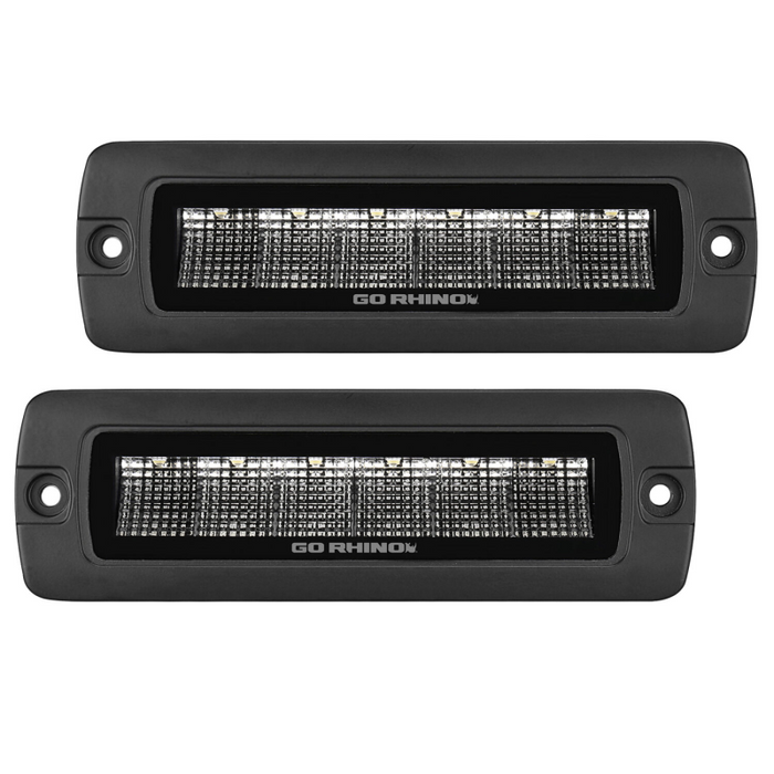 Go Rhino Blackout Series SIXLINE 6-LED Spot Lights with Flush Mount Model 750300621SBF