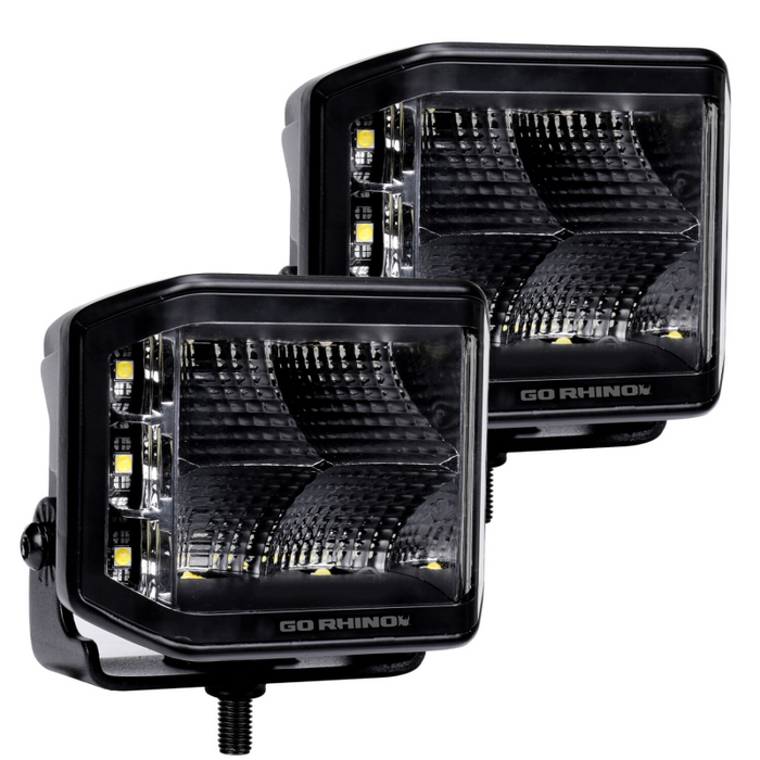 Go Rhino Blackout Series SIDELINE 4x3 LED Cube Flood Lights Model 750700321FCS