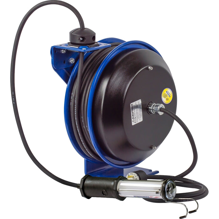 Coxreels EZ-PC Series Safety System Spring Driven Cord Reel 16 AWG x 50 ft. Industrial Duty LED Light - 600V 25 Amp - Cord Included Model EZ-PC13-5016-H