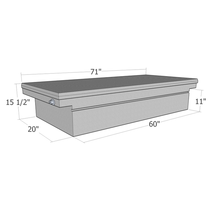 Brute Crossover Tool Box Low Profile Single Lid Bright Aluminum Full Size Standard Model RB121LP