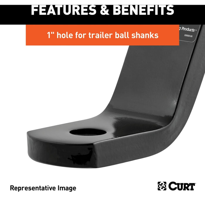 CURT Class 3 Trailer Hitch Ball Mount, Imported, Fits 2-Inch Receiver, 7,500 lbs, 1-Inch Hole, 4-Inch Drop, 2-Inch Rise Model 45860