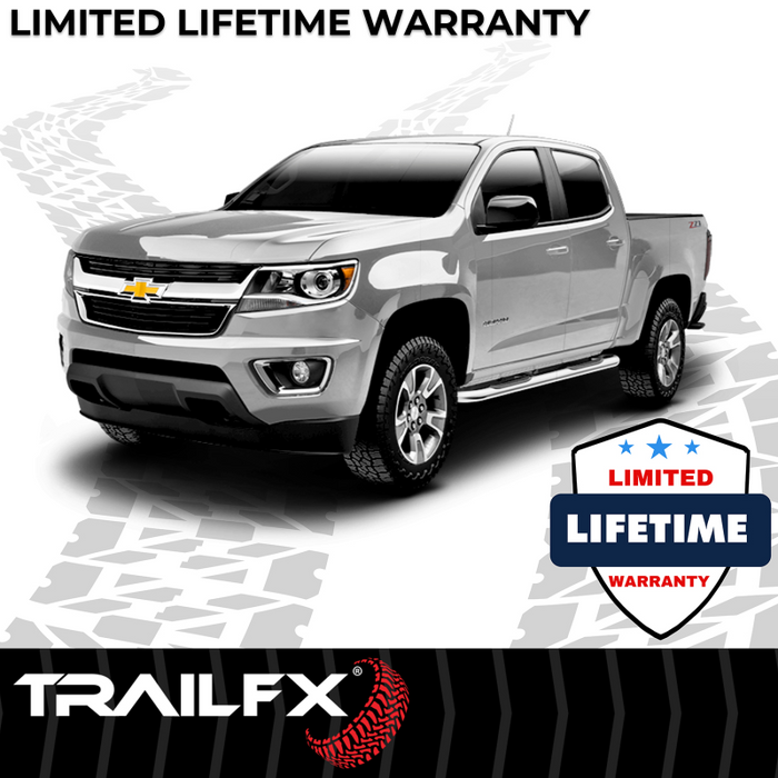 TrailFX 4" Oval Bent Step Nerf Bars W/ Step Pads Polished Stainless Steel Model A1019S