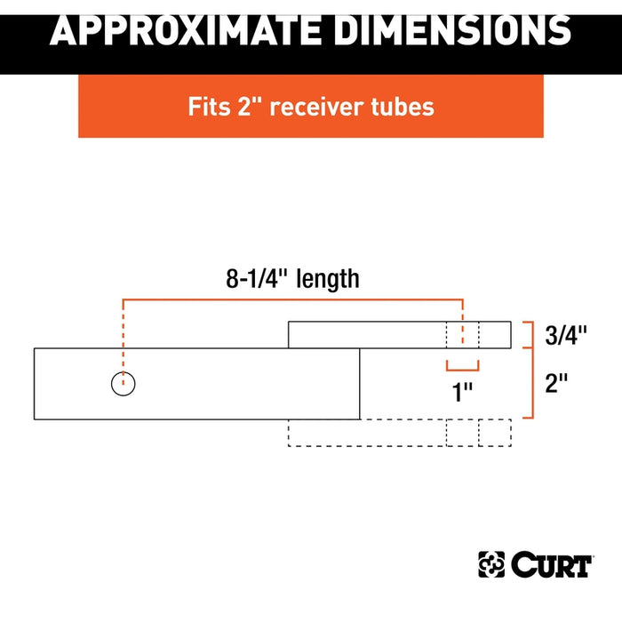 CURT Class 3 Trailer Hitch Ball Mount, Imported Fits 2-Inch Receiver, 7,500 lbs, 1-Inch Hole, 2-In Drop, 3/4-Inch Rise Model 45828