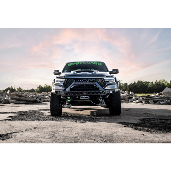 Bodyguard Freedom Front Baja Winch Mount Sensor Cutouts W/O Mesh Grille With Camera Harness & Pod Texture Black Powder Coat Model LBR21LYTNB