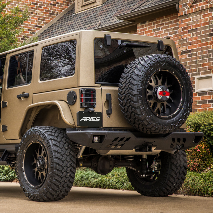 ARIES TrailChaser Jeep Wrangler JK Aluminum Rear Bumper with LED Lights Model 2082061