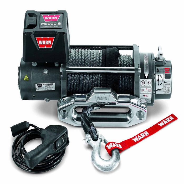 Warn M8-S Winch, Pull Capacity 8,000 lb, 100 Feet Synthetic Rope Model 87800