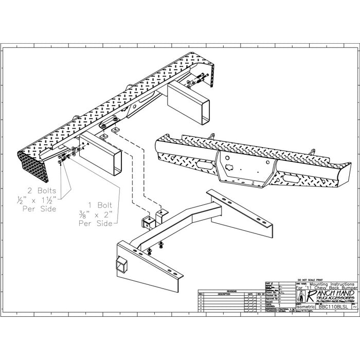 Ranch Hand Legend Series Rear Bumper Fits Select 11-14 Chevrolet/GMC Silverado/Sierra 2500 HD/3500 HD Model BBC110BLSL