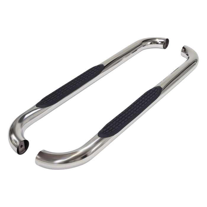 TrailFX 3" Round Bent Step Nerf Bars W/ Step Pads Polished Stainless Steel Model 1130301091