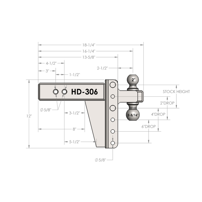 BulletProof Hitches 3.0" Heavy Duty 6" Drop/Rise Hitch Model HD306