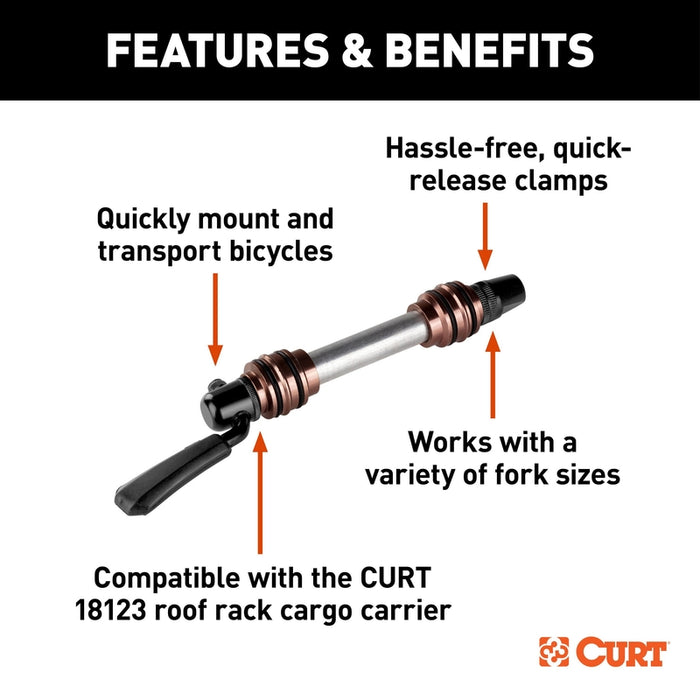 CURT Quick-release Bike Mount Accessory for 18123 Roof Rack Model 18125