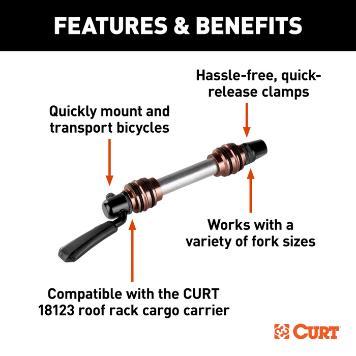 CURT Quick-release Bike Mount Accessory for Model 18123 Roof Rack  Model 18125