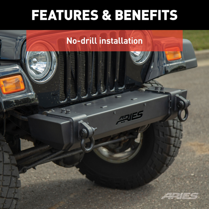 ARIES TrailCrusher Jeep Wrangler TJ Steel Front Bumper, 9.5K Model 2156001