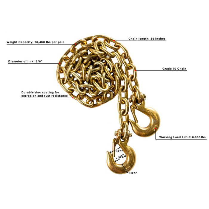 BulletProof Hitches Heavy Duty 3/8" Safety Chains (Pair) Model HDCHAINS