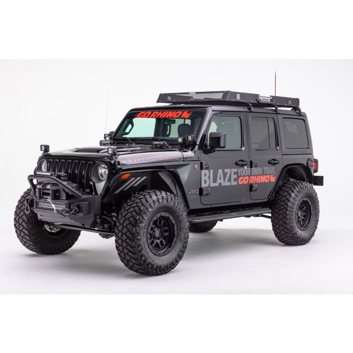 Go Rhino Rockline Winch-Ready Front Stubby Bumper With Overrider For Jeep Model 331101T