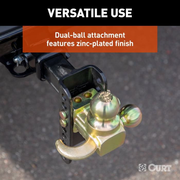CURT Adjustable Channel Mount with Hook & Step Dual-Ball - 2" Shank, 14K, 6" Drop Model 45904