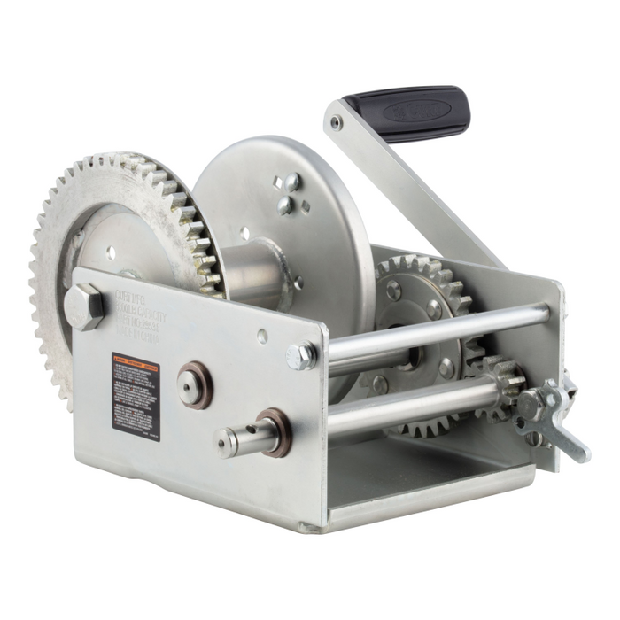 CURT Hand-Crank 2-Speed Winch, 3,800 lbs, 15.8:1 Low Gear Ratio, 9.6" Handle Model 29538